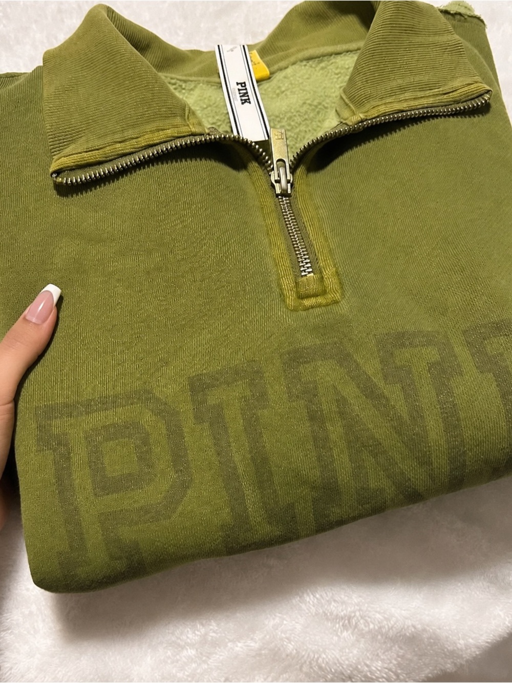 Victoria’s Secret PINK Olive Green Quarter-Zip Sweatsuit Set - Picture 6 of 6